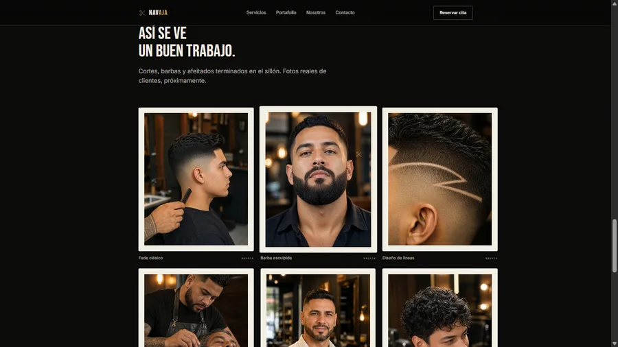 Sitio web de NAVAJA, barbería de autor
